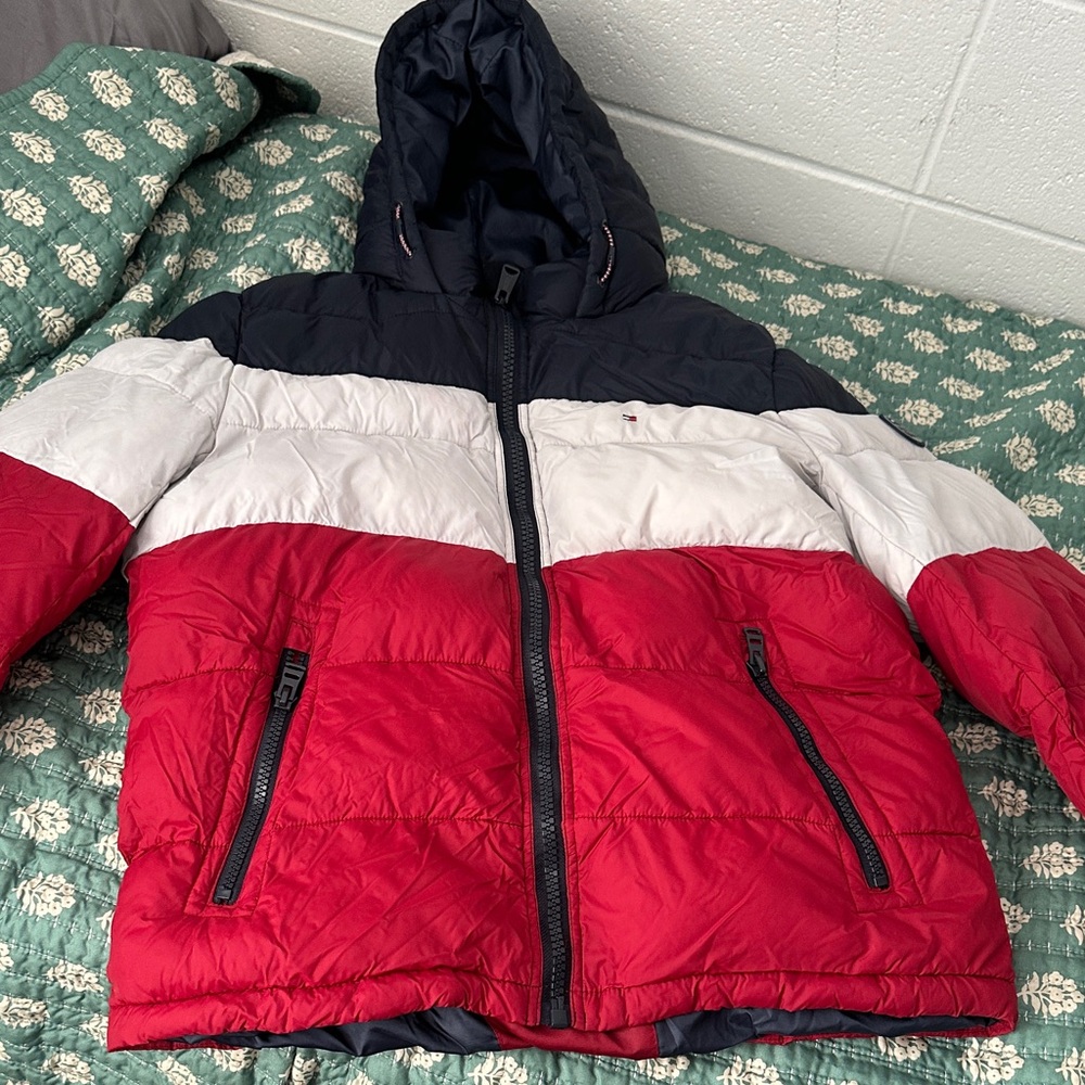 Tommy Hilfiger Red, White, and Navy Puffer Jacket